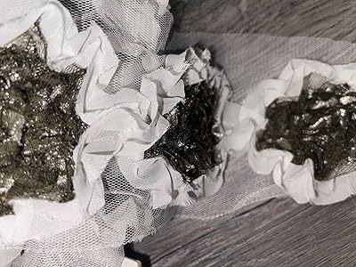 2.5 Yards White Netting Dark Brown Shabby Rose Non Stretch Sewing Trim 3