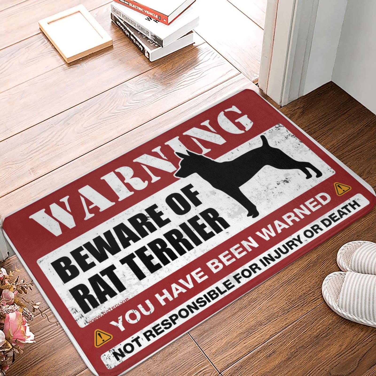 Tapis de chaussure anti-saleté paillasson Rat Terrier imperméable de bienvenue