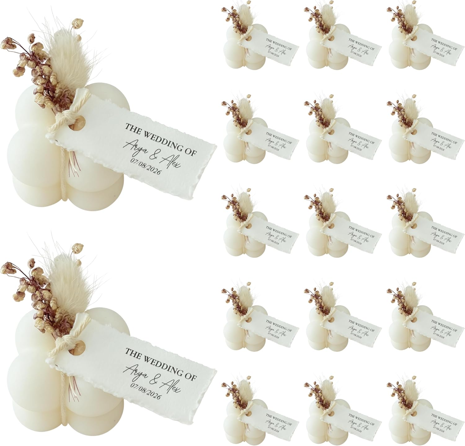 Personalized Bubble Candle Favor – Rustic Boho Wedding Guest Gift (10)