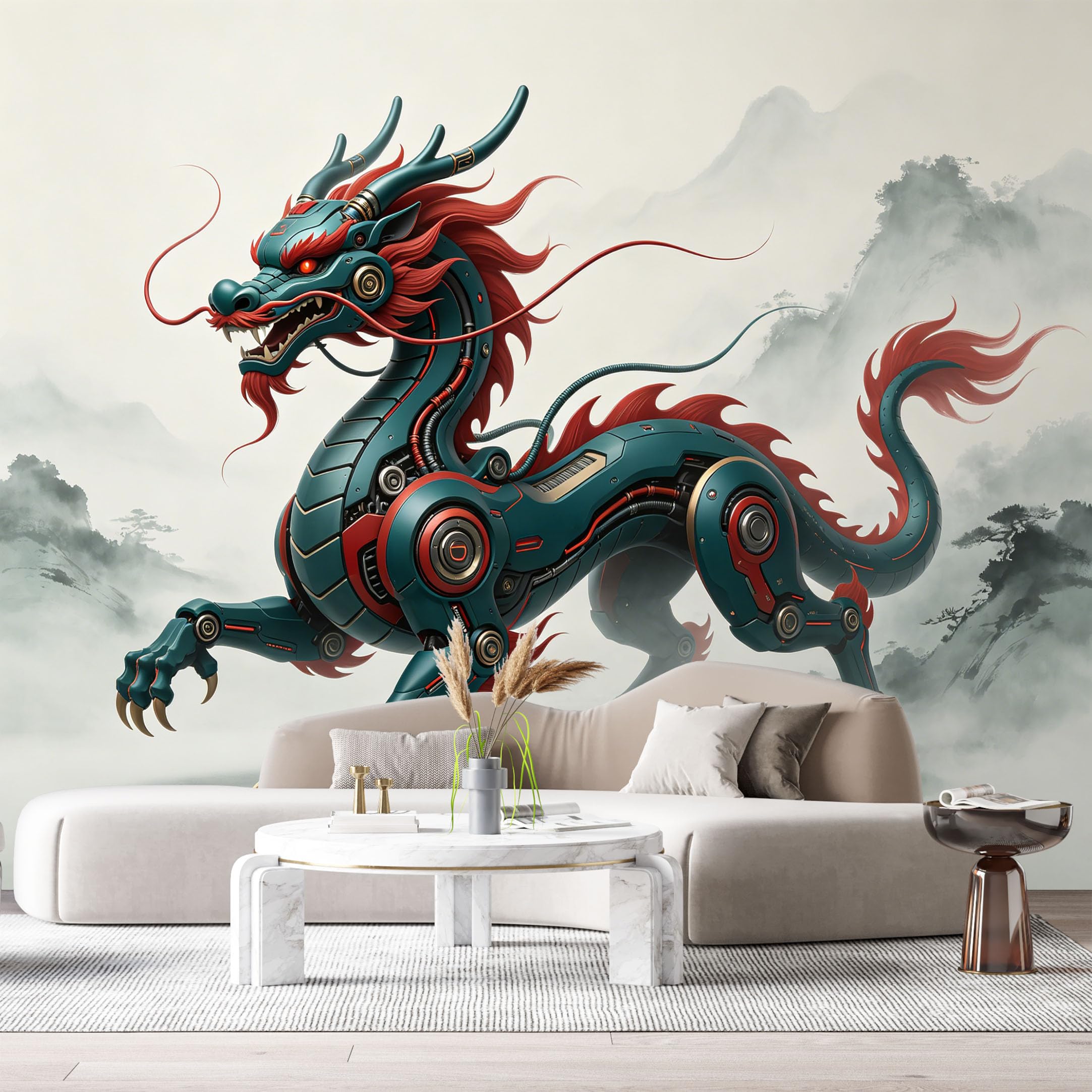 Custom Size Wall Mural Heavy Armored Fantasy Beast Mech Science Fiction Futuristic Metal Armor 3D Textured Wall Art SelfAdhesive Art Prints Removable Large Wallpaper Esports Game Room Studio