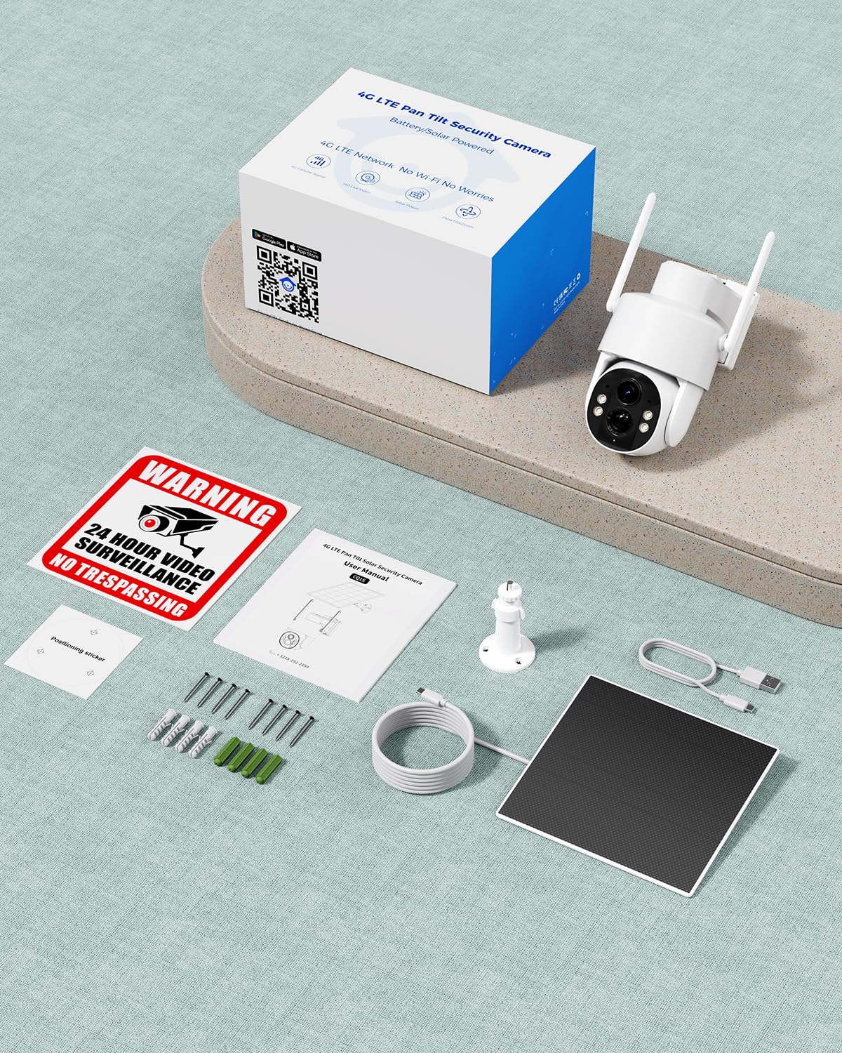 Tical 24/7 Grabación AOV Cámara Vigilancia 4g Exterior Solar con SIM, 2.5K 4MP Camara Exterior Solar con 9000mAh Batería, Detección IA, 360° PTZ, Visión Nocturna en Color, Audio Bidireccional,Blanco
