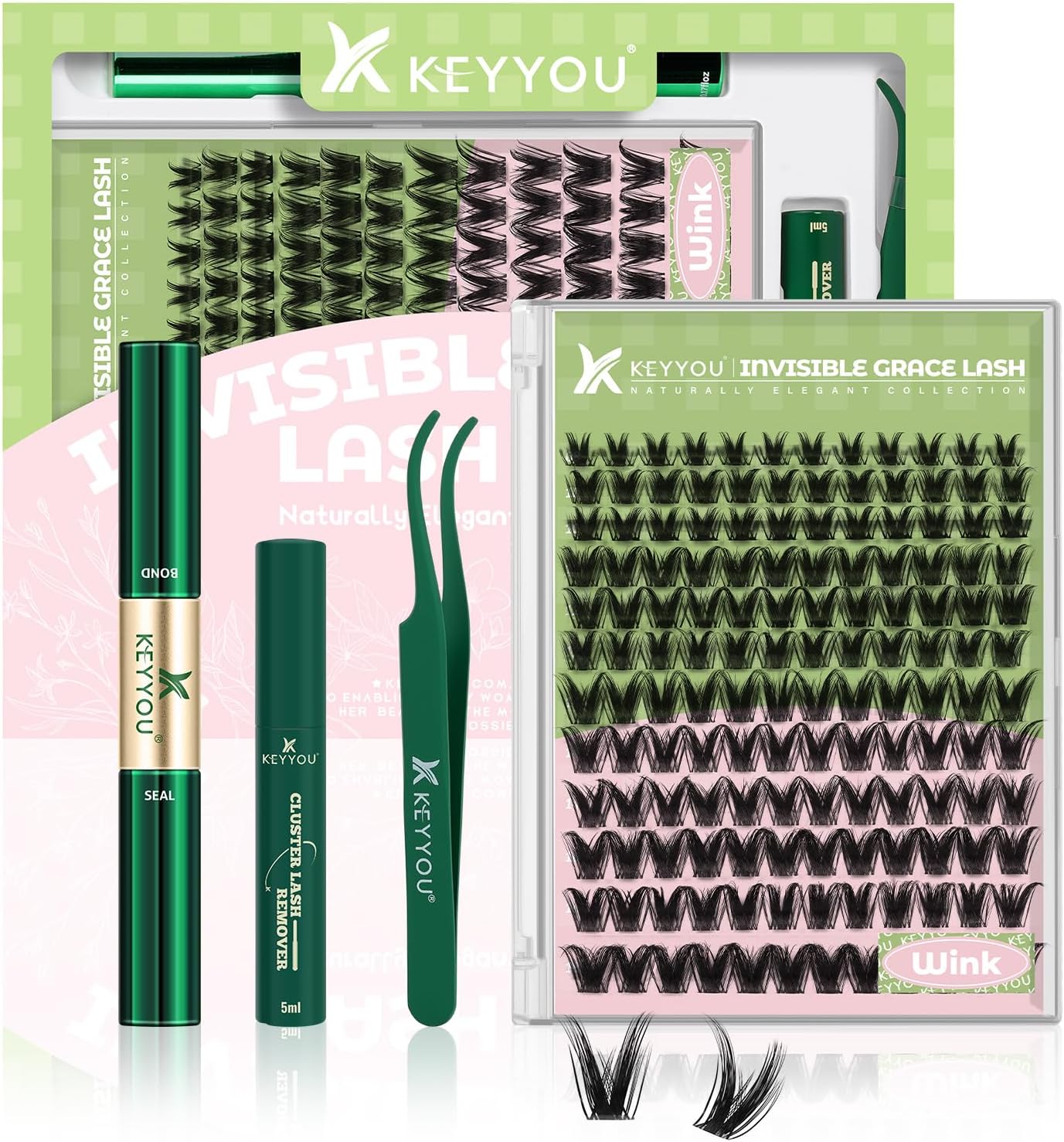 Fairy Wink Lash Clusters Kit Lash Extension Kit D Curl 144Pcs Eyelash Extension Wispy Natural Invisible Band with Waterproof DIY at Home(Fairy Wink-D-8-18MIX)