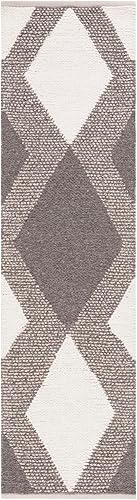 SAFAVIEH Natura Collection - Alfombra de pasillo de 2 pies 3 pulgadas x 8 pies, marfil y beige, hecha a mano, lana bohemia de granja, ideal para