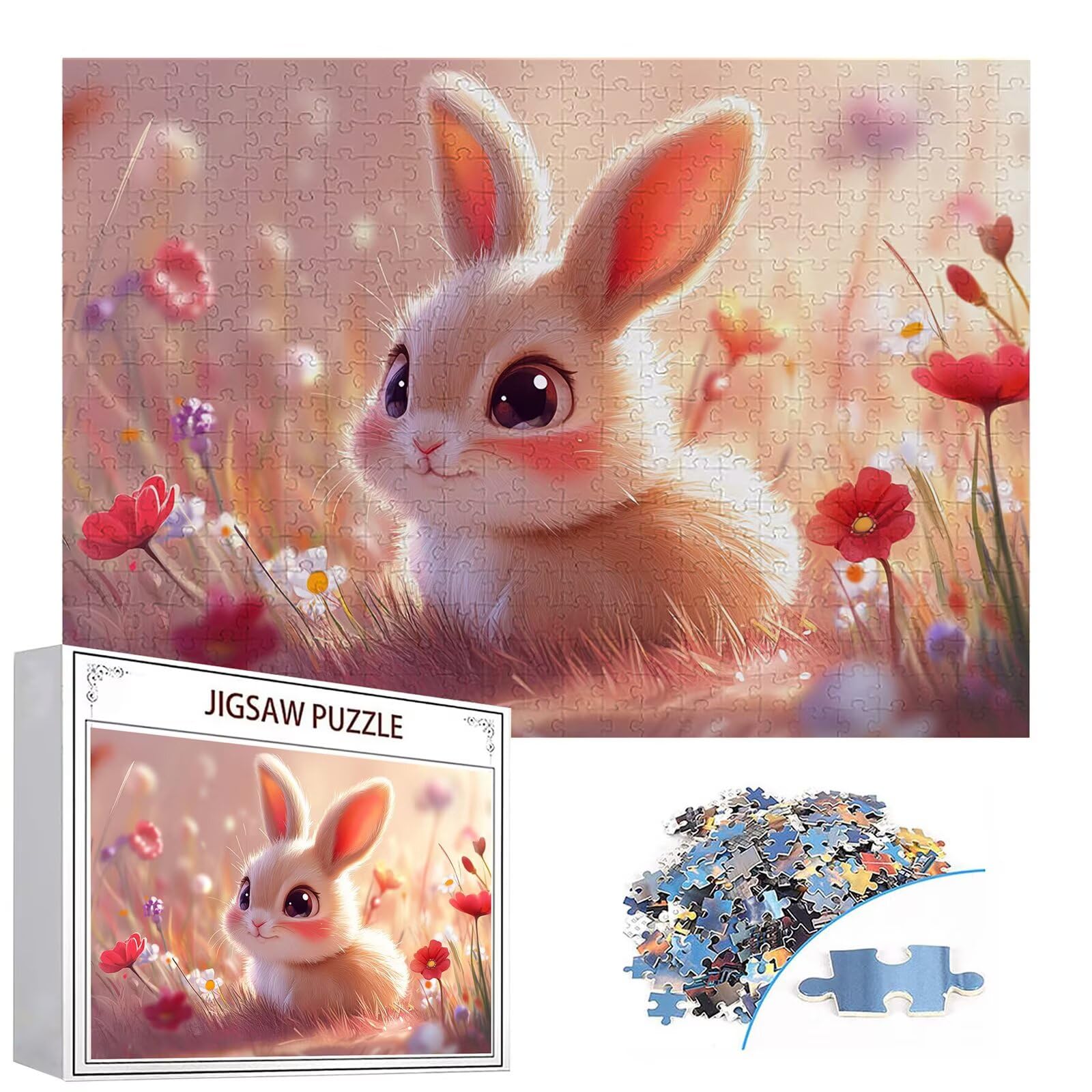 Puzzle 2000 elementów kreskówka dorosły królik 100 x 70 cm rzemiosło klasyczne 3D drewniana układanka do rodzinnych gier aktywnych, układanka do samodzielnego wykonania nawet do dekoracji ścian domu