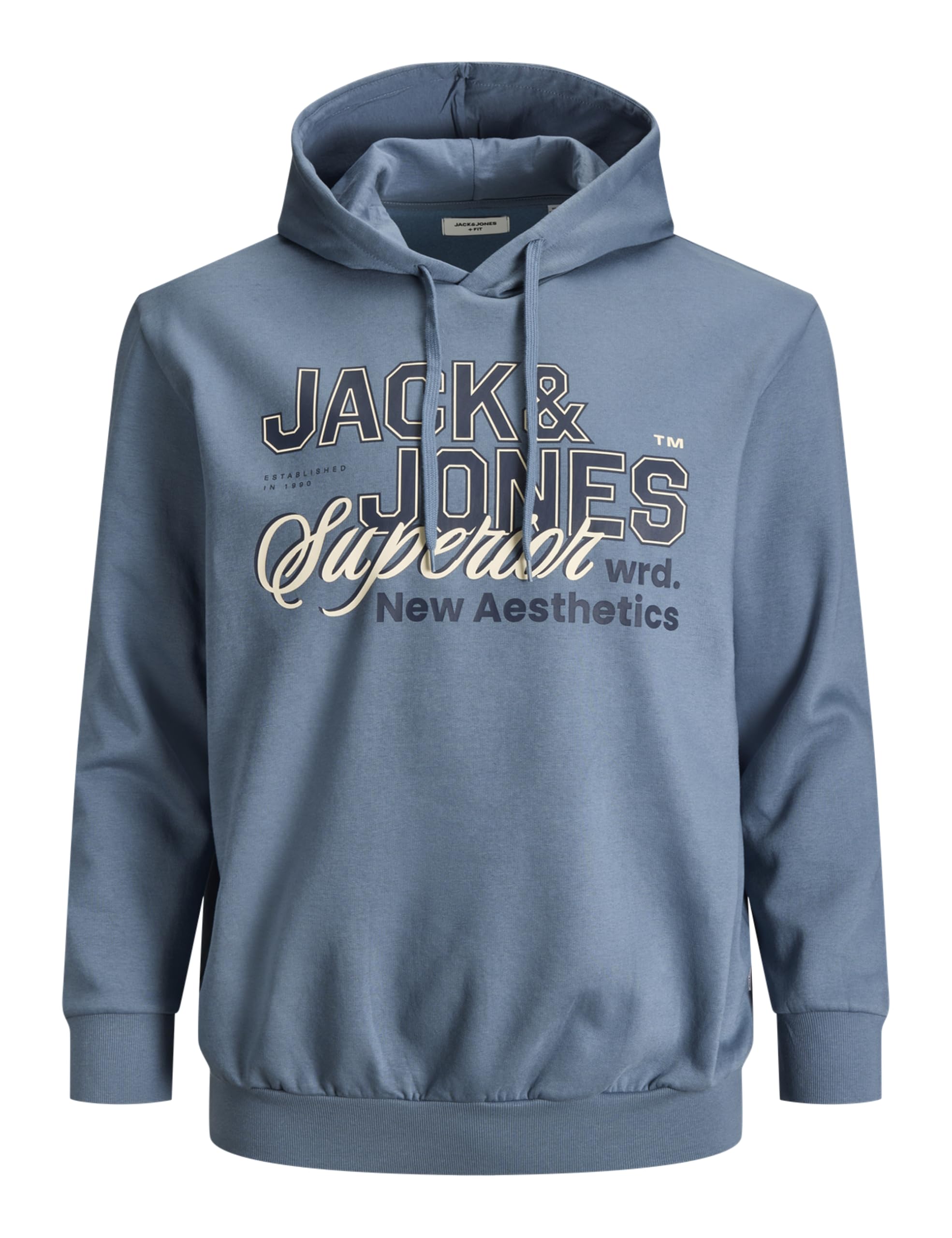 Jack & Jones Men's Blue Mirage Jjelogo Sweat Hood 2 Col 25/26 Noos Pls, 4XL Uk