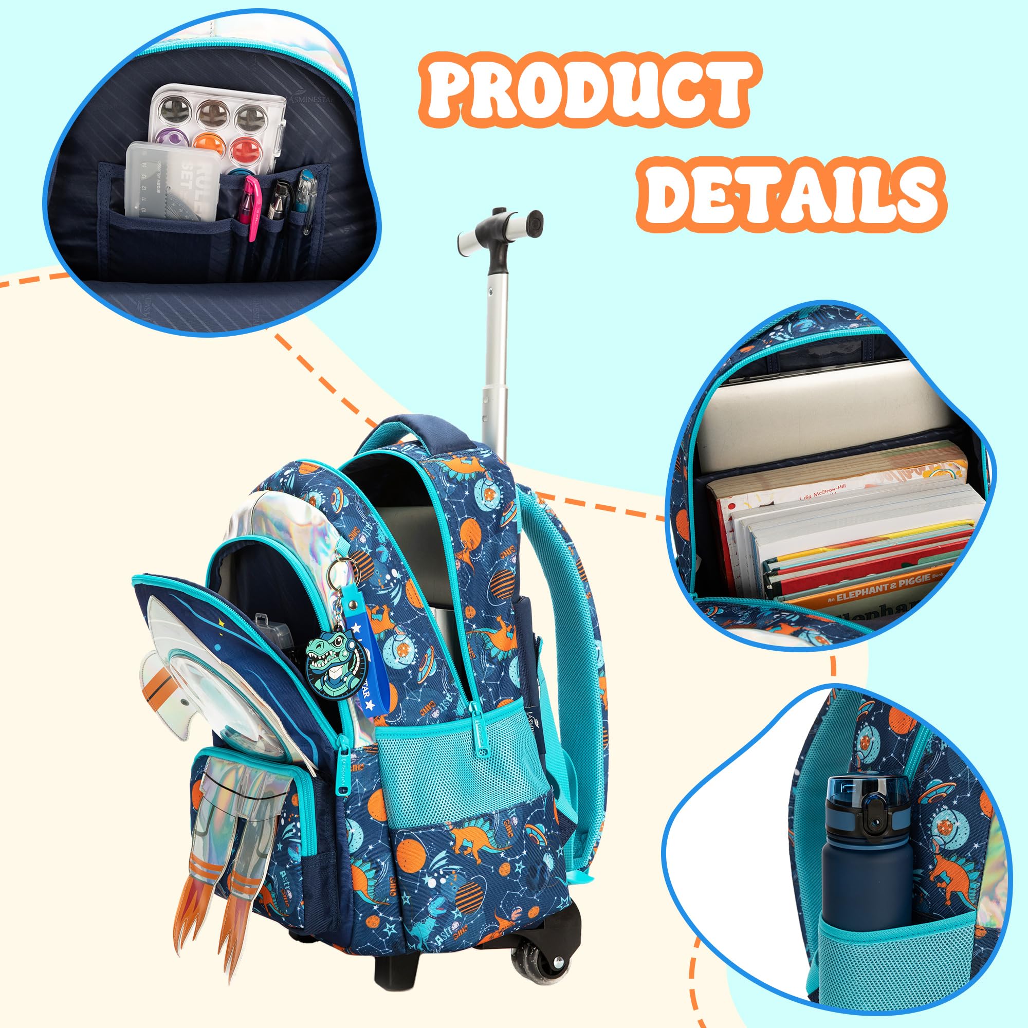 HTgroce Cartable a Roulette Garçon cp Sac Dos roulettes Garçon Primaire ce2