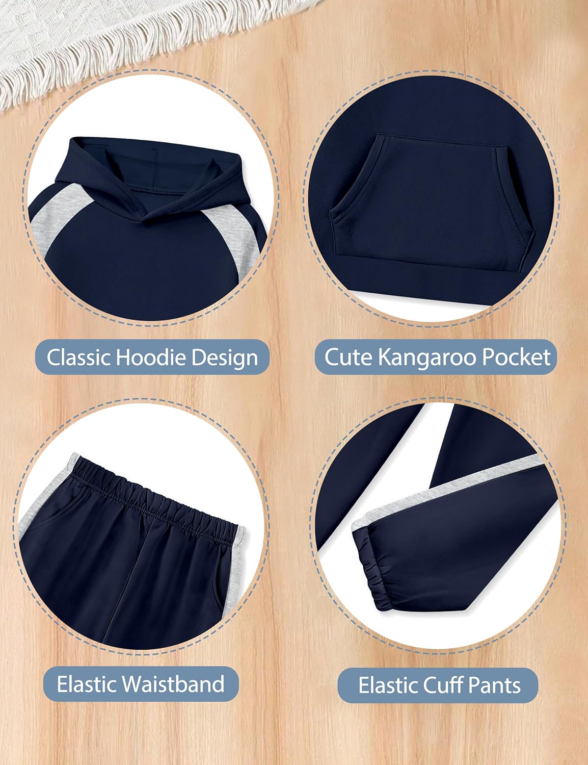 Boys Clothes 2 Piece Color-Block Striped Boys Outfits Hoodies Sweatshirt Pants Set Fall Winter Kids Clothes 3-8 Years - Image 6