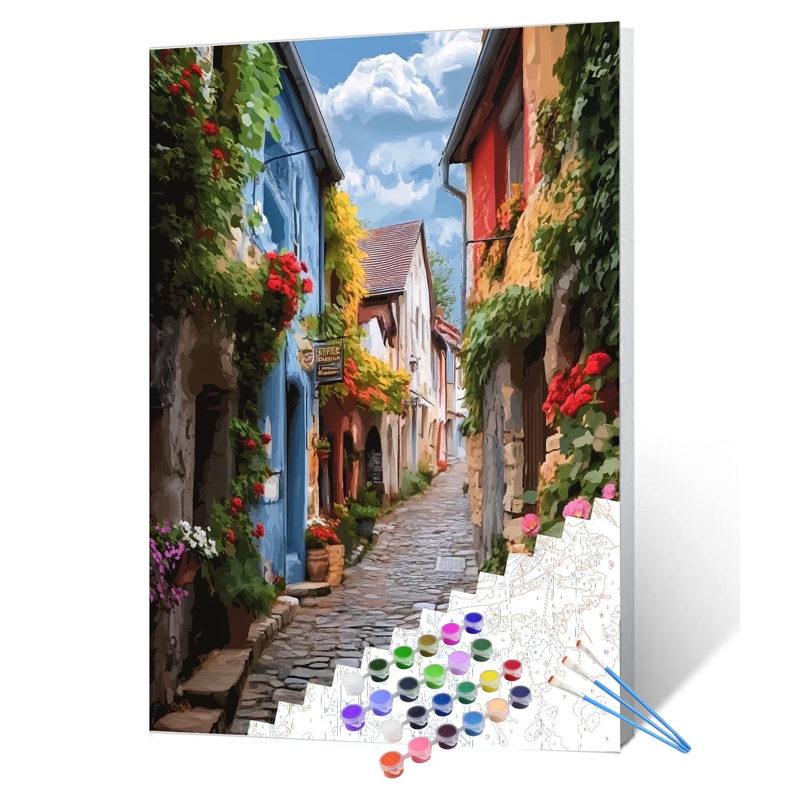 Italian Town Street Paint by Numbers for Adults Adult Beginners