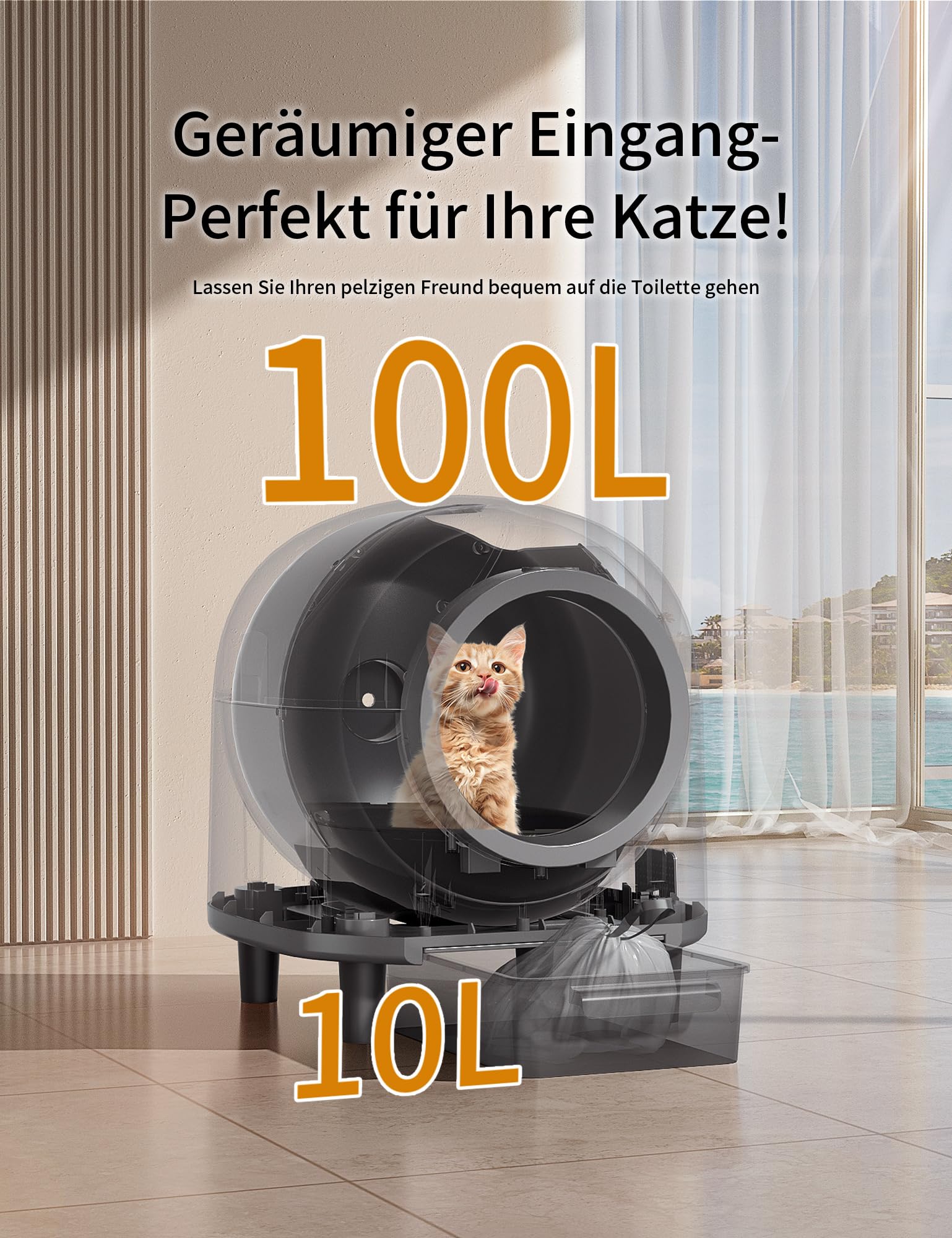 Katzentoilettenbeutel Mit Kordelzug – 100 Stück, 64x30 Cm, Für Selbstreinigende Katzenklos, Reißfest & Geruchsneutral