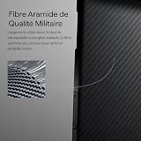 pitaka Coque Magnétique pour iPhone Air en Fibre Aramide de Qualité Aéronautique Housse Compatible avec Magsafe Étui Mince et Léger avec Protection Caméra et écran [Ultra-Mince] Noir/Gris - 4