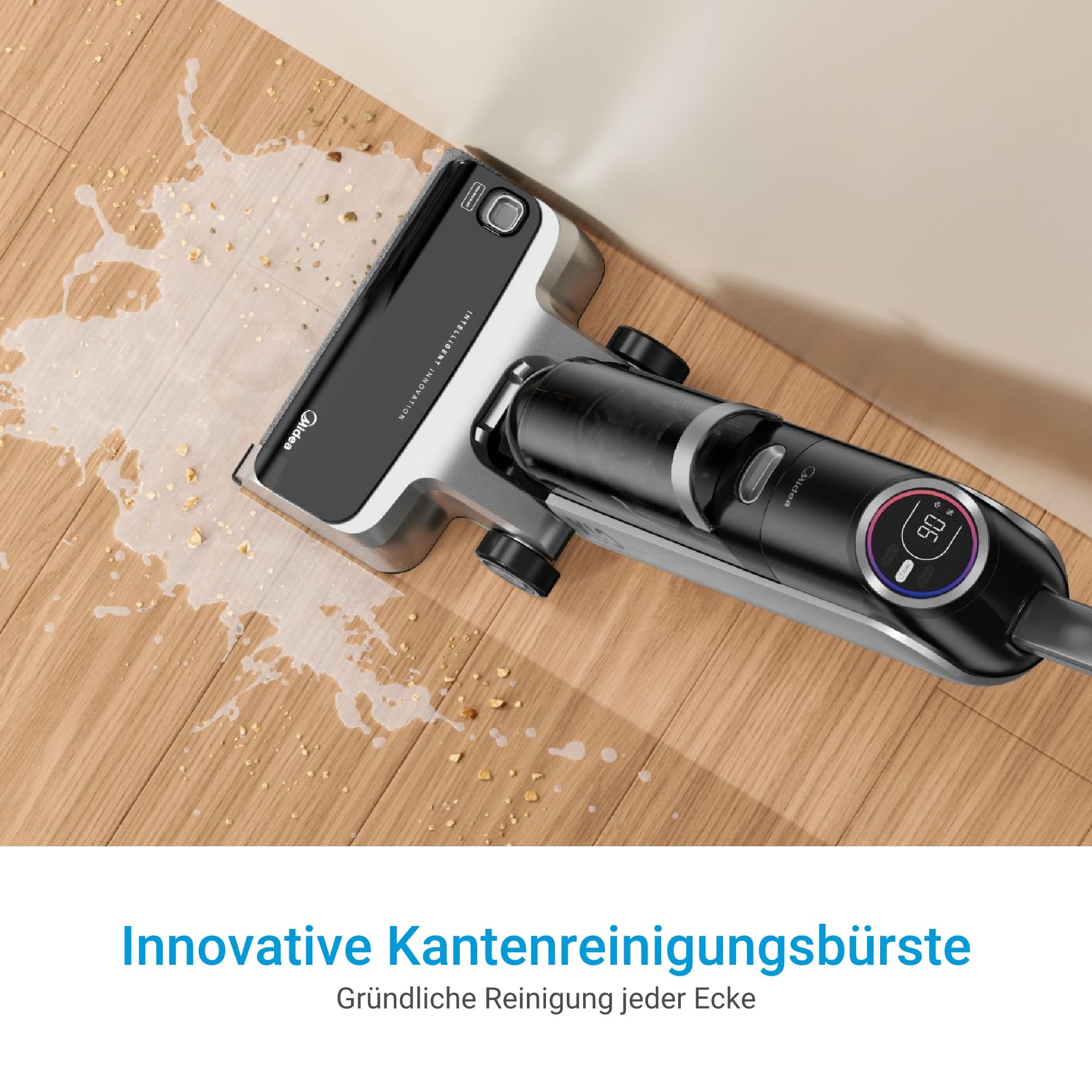 Midea X10 Smart Nass-Trocken-Sauger mit intelligenter Erkennung, All-in-One-Nass Trockensauger Kabellos mit Haarentwirrung-Design | Selbstreinigung LED-Display für Harte Boden,Tierhaare, Kantenreinigu