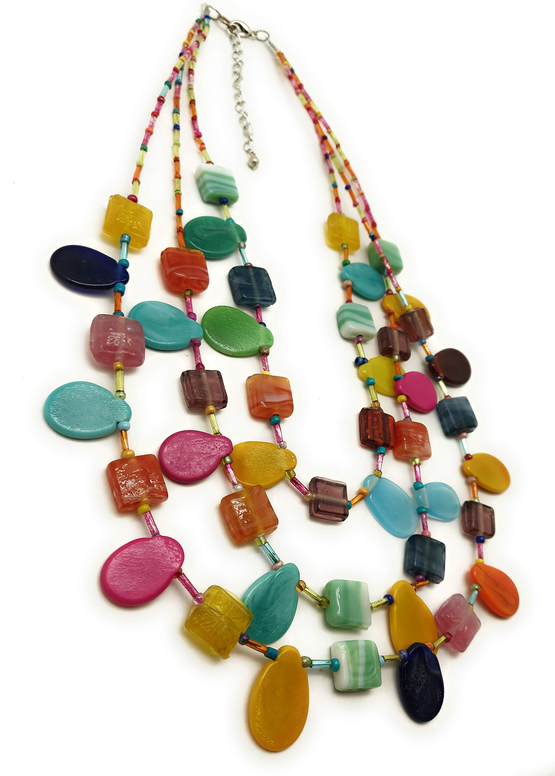 DCA Multicolor Boho Western Glass Beads Fashion Jewelery Necklace for Women and Girls (Orange-Green) (B01K1JM6EM) Amazon Price History, Amazon Price Tracker