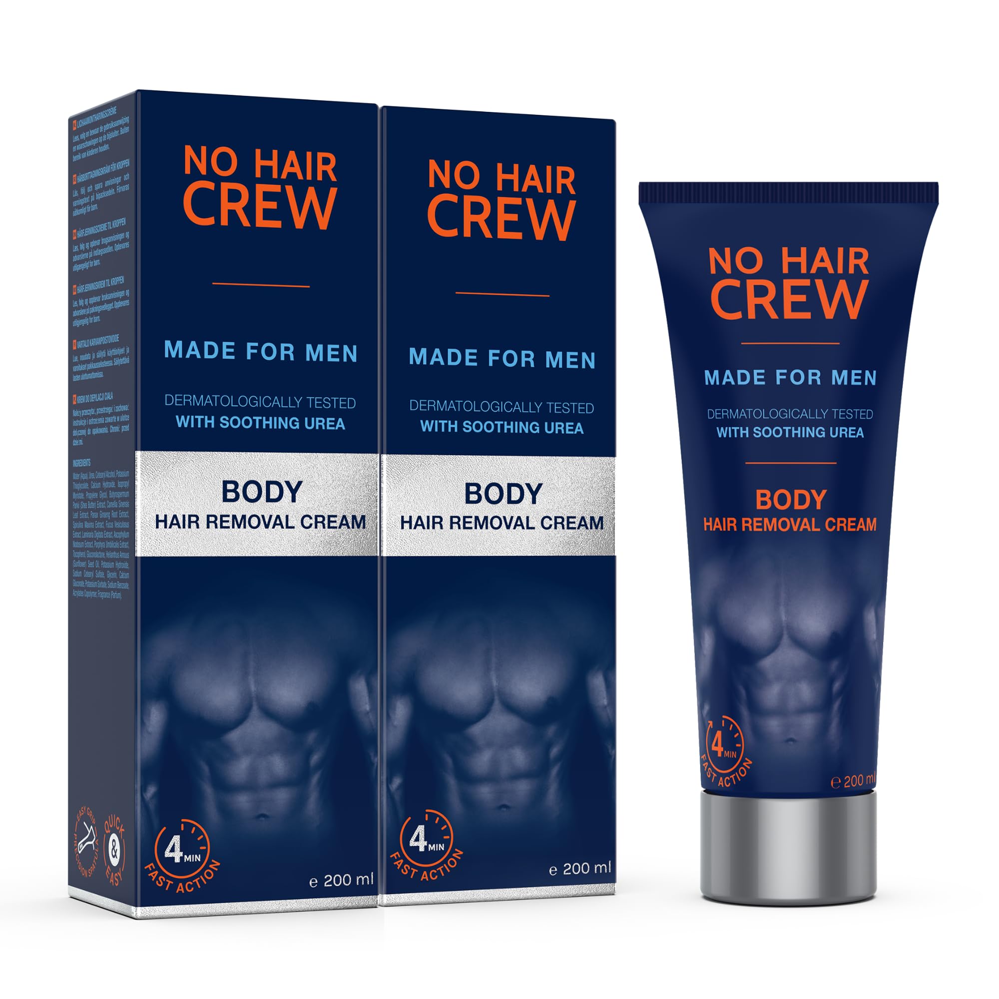 NO HAIR CREW - 2 x Crema Depilatoria Corporal - Depilación Hecha Para Hombres (Set de 2 x 200 ml)