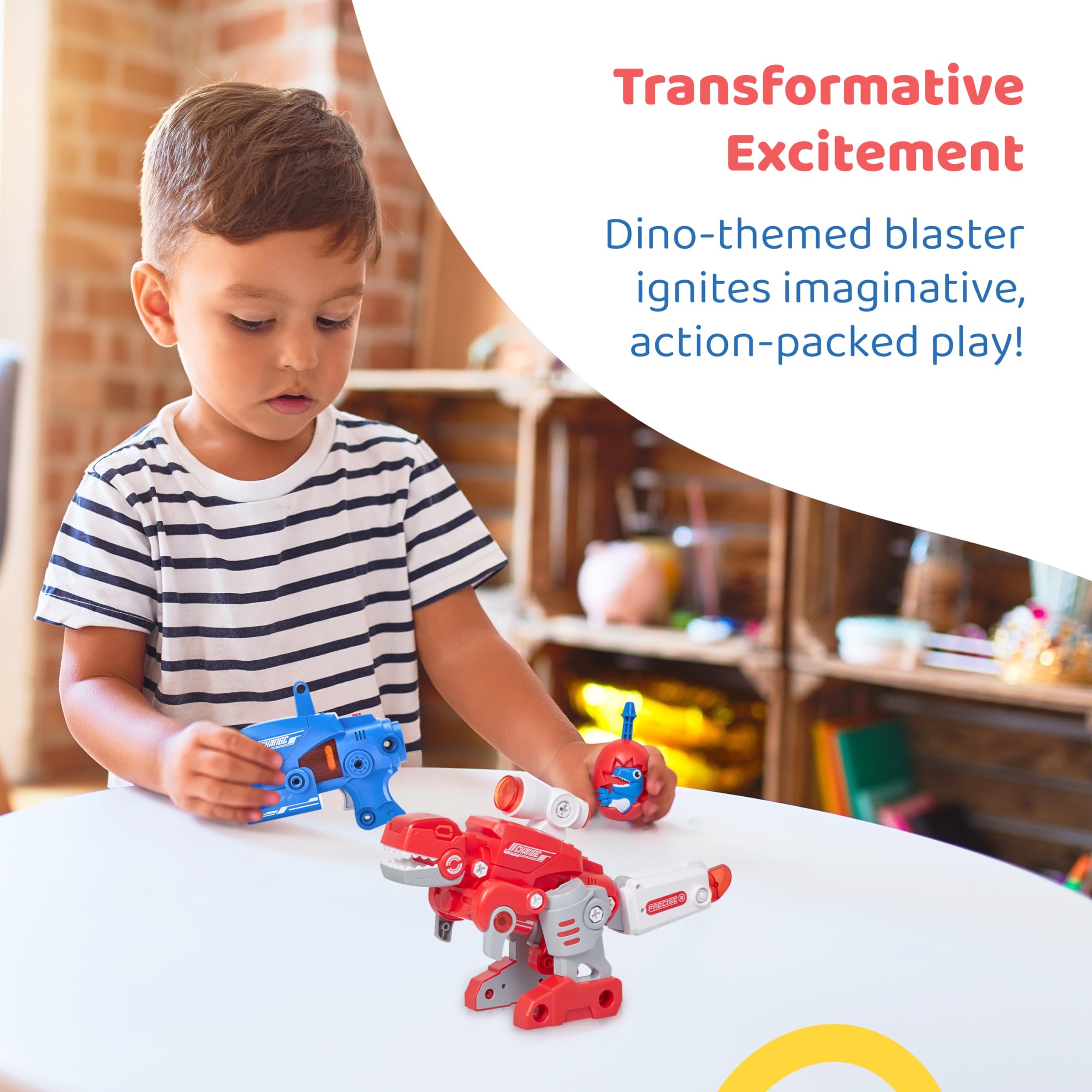 Dazmers Toddler Transformer Toys Set of 2 - Transforms from Dinosaur to Gun -Dino Nerf Gun - Fun Interactive Toys for Outdoor Play - Ideal for Ages 36 Months to 10 Years (3
