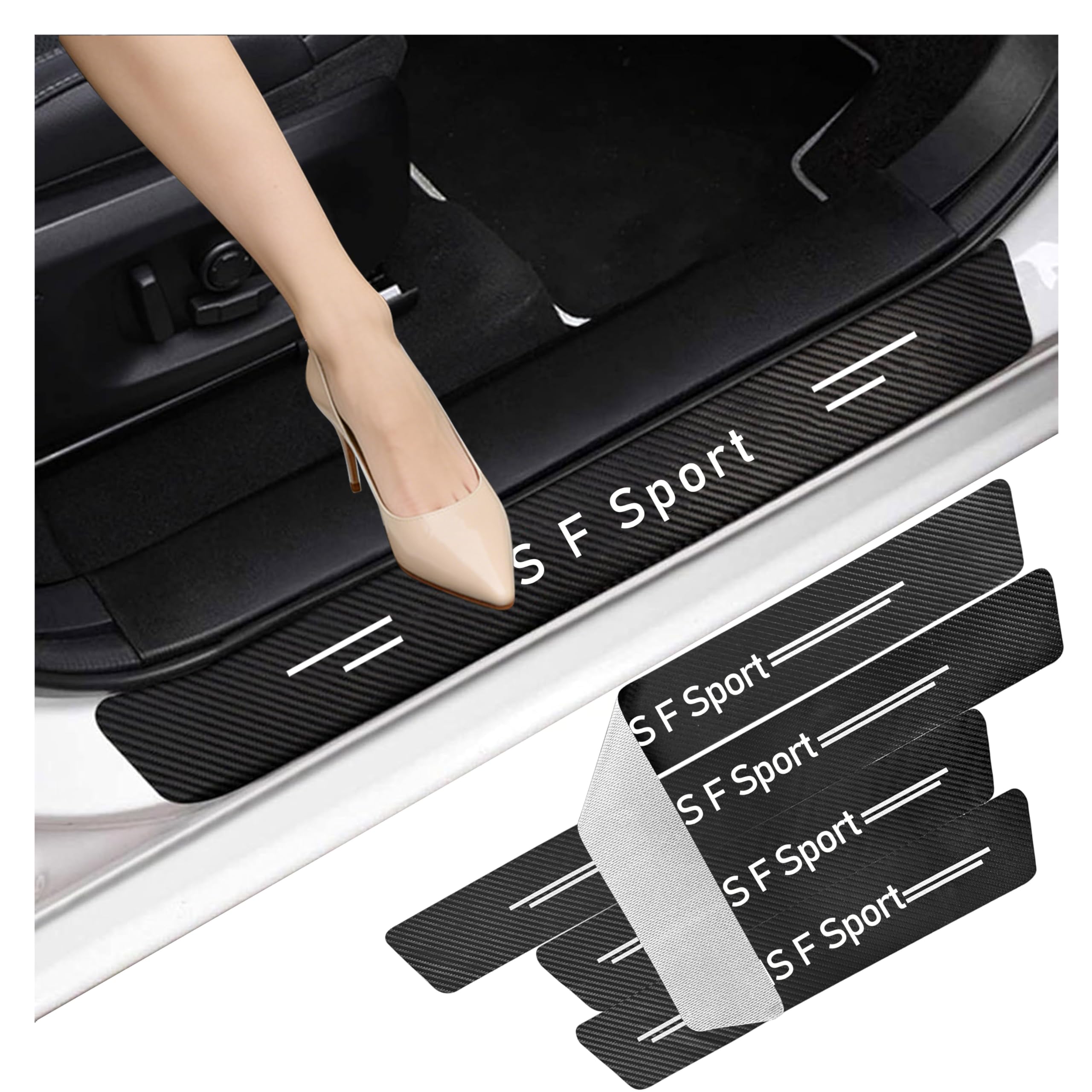 Car Door Sill Protector,Sill Protector Compatible with Lexus is F Sport 2020-2023 4Pcs Door Entry Guard Scuff Sill Protector Plate- Carbon Fiber Anti-Scratch Sticker