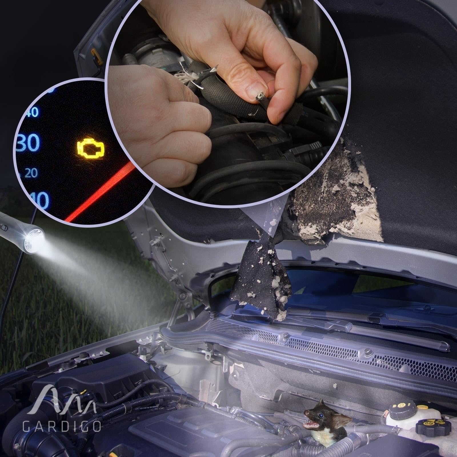 Gardigo® Anti Martre Voiture Lot de 2 – Répulsif Ultrason Branché sur Batterie – 12V – Protection Moteur Contre Fouines, Rongeurs, Martres – Dispositif Préventif pour Voitures et Camping-Cars