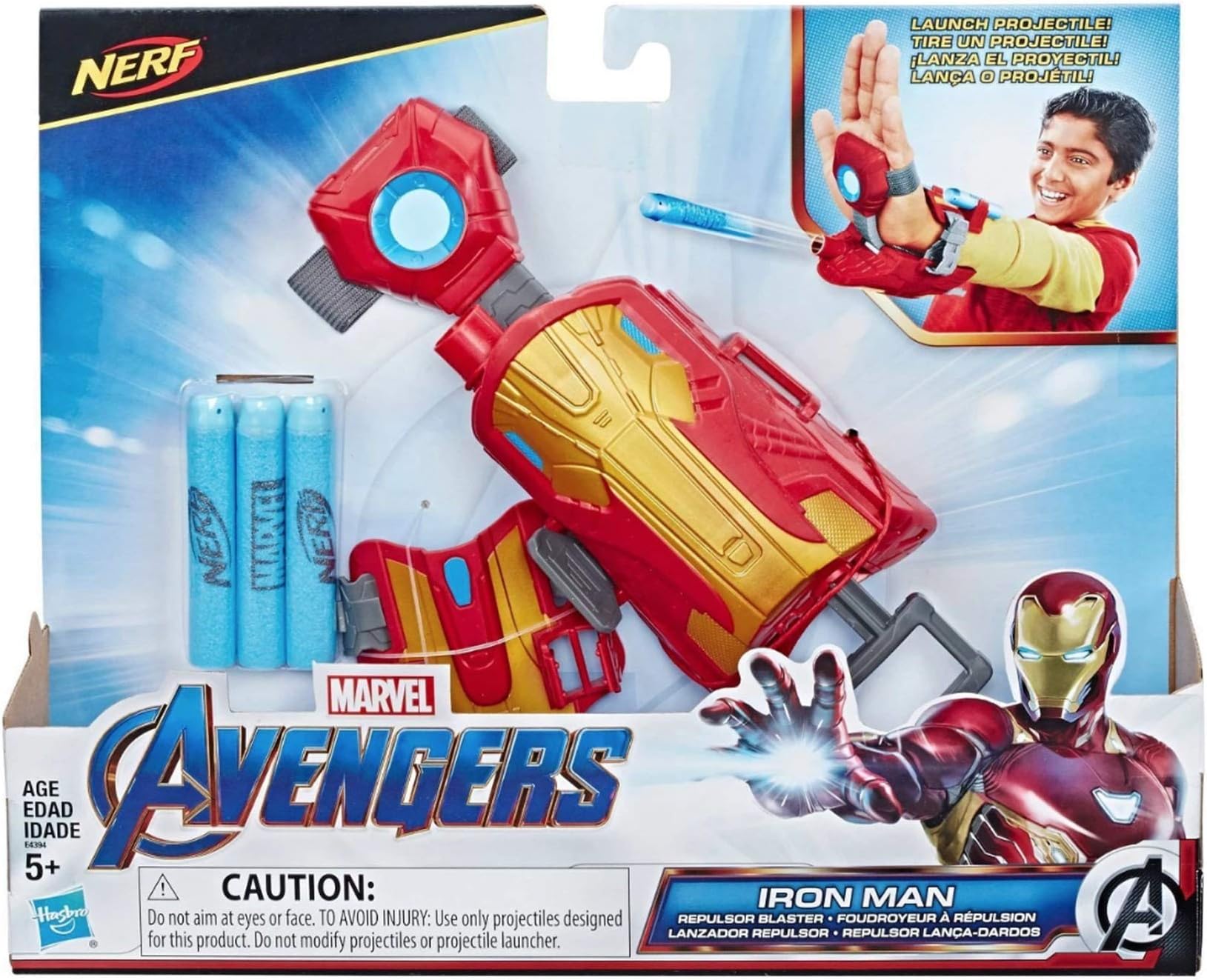Avengers Marvel Iron Man Blast Repulsor Gauntlet With Nerf Darts For Costume And Roleplay, Kid, Multicolor