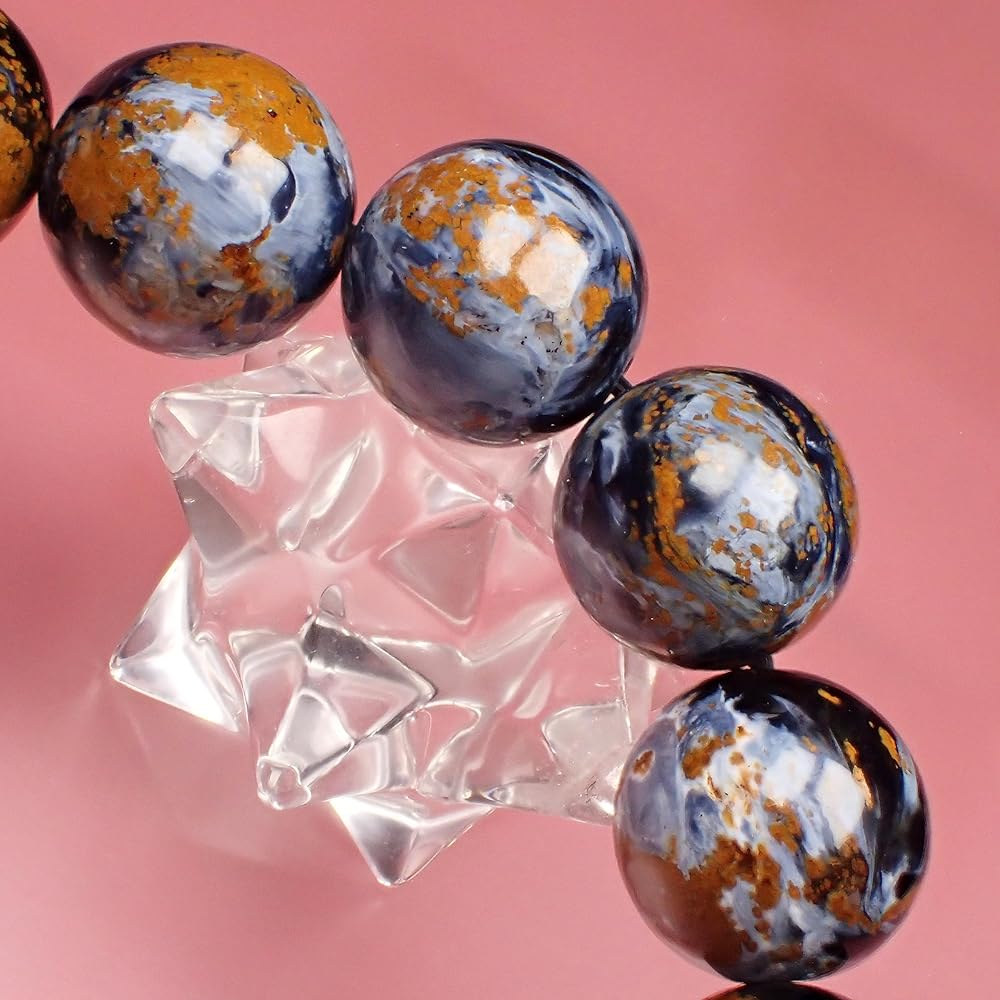 上級☆ブルーピーターサイト＊レピドライトシリカ＊スモーキーシトリン決断☆成功☆富 Amazon | [ハピネス ストーン] 最高級天然石アクセサリー ブルー