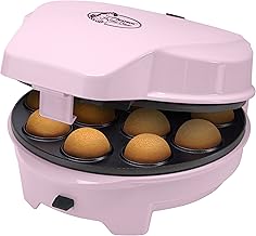 Bestron 3-in-1 Retro Cake Maker with 3 Interchangeable Baking Plates: Donuts, Muffins and Cake Pops, Non-Stick Coating, 700 Watt, Colour: Pink