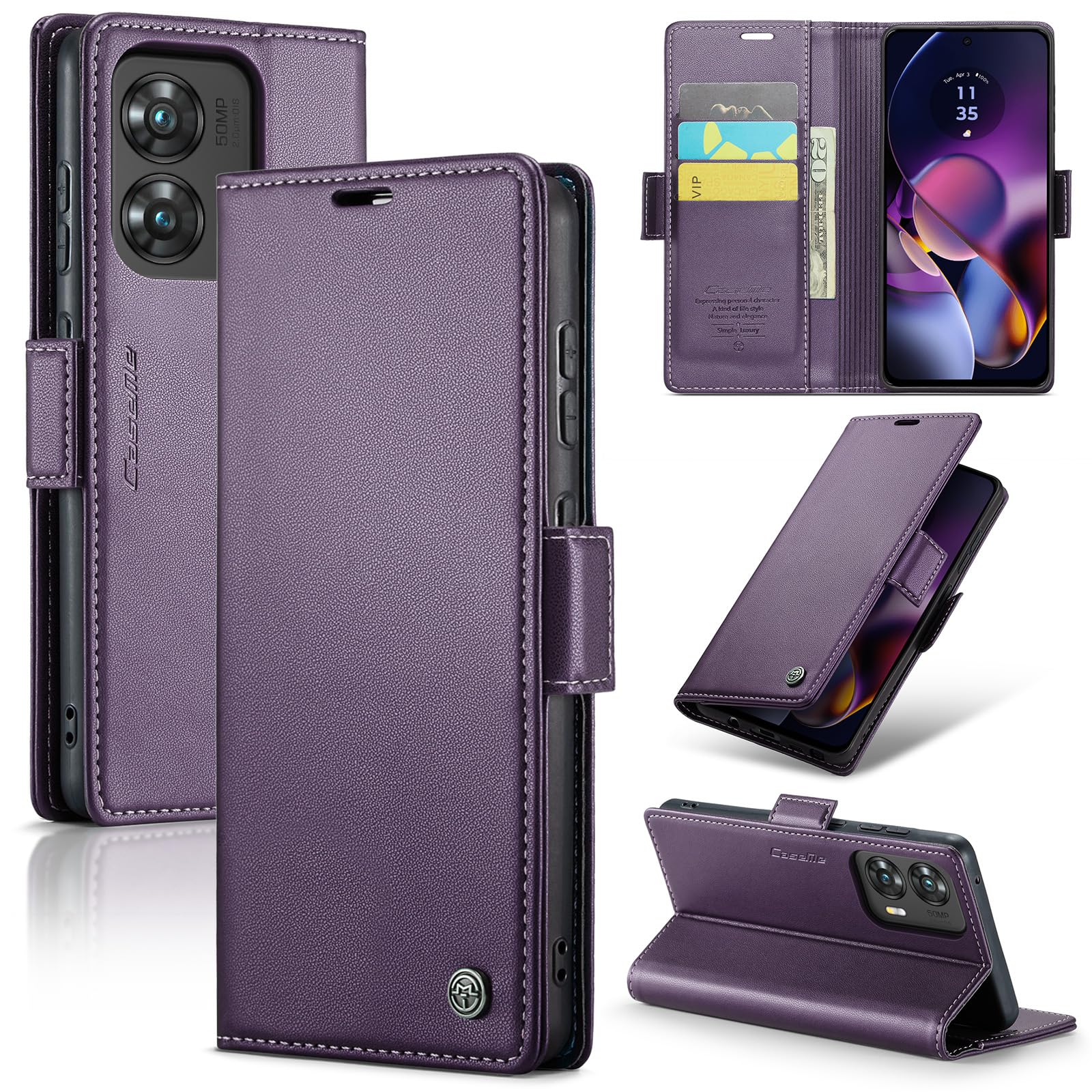 Taneny Case for Moto G Stylus 5G 2024,PU Leather Wallet Flip Folio Case with Card Holder RFID Blocking Kickstand Shockproof Phone Cover for Motorola Moto G Stylus 5G 2024 (Purple)