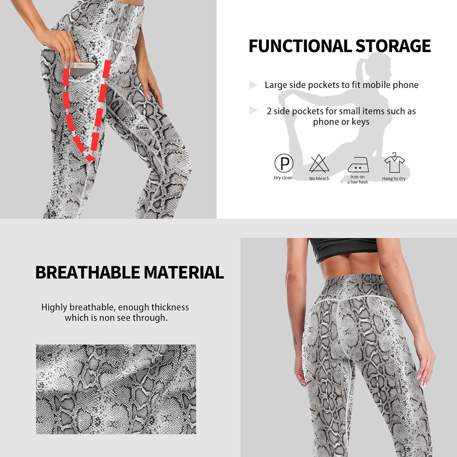 Cerburny High Waisted Exercise Yoga Pants with Pockets Workout Leggings for Women Running Pants - Image 4