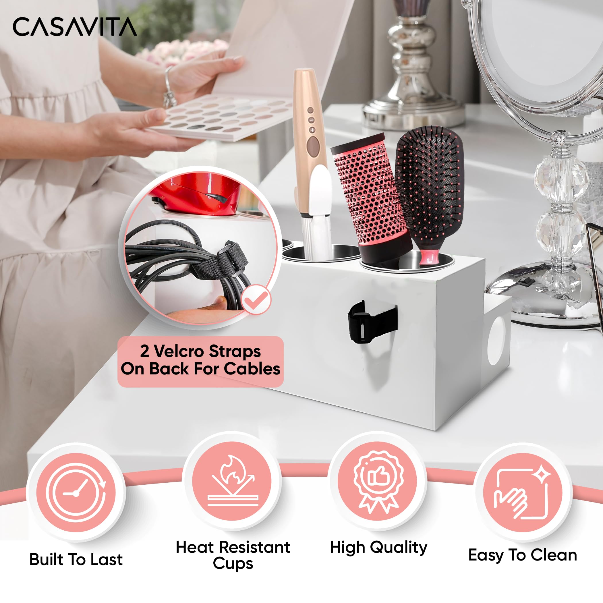 Amazon.com: Casavita White Hair Tool Organizer with Heat-Resistant