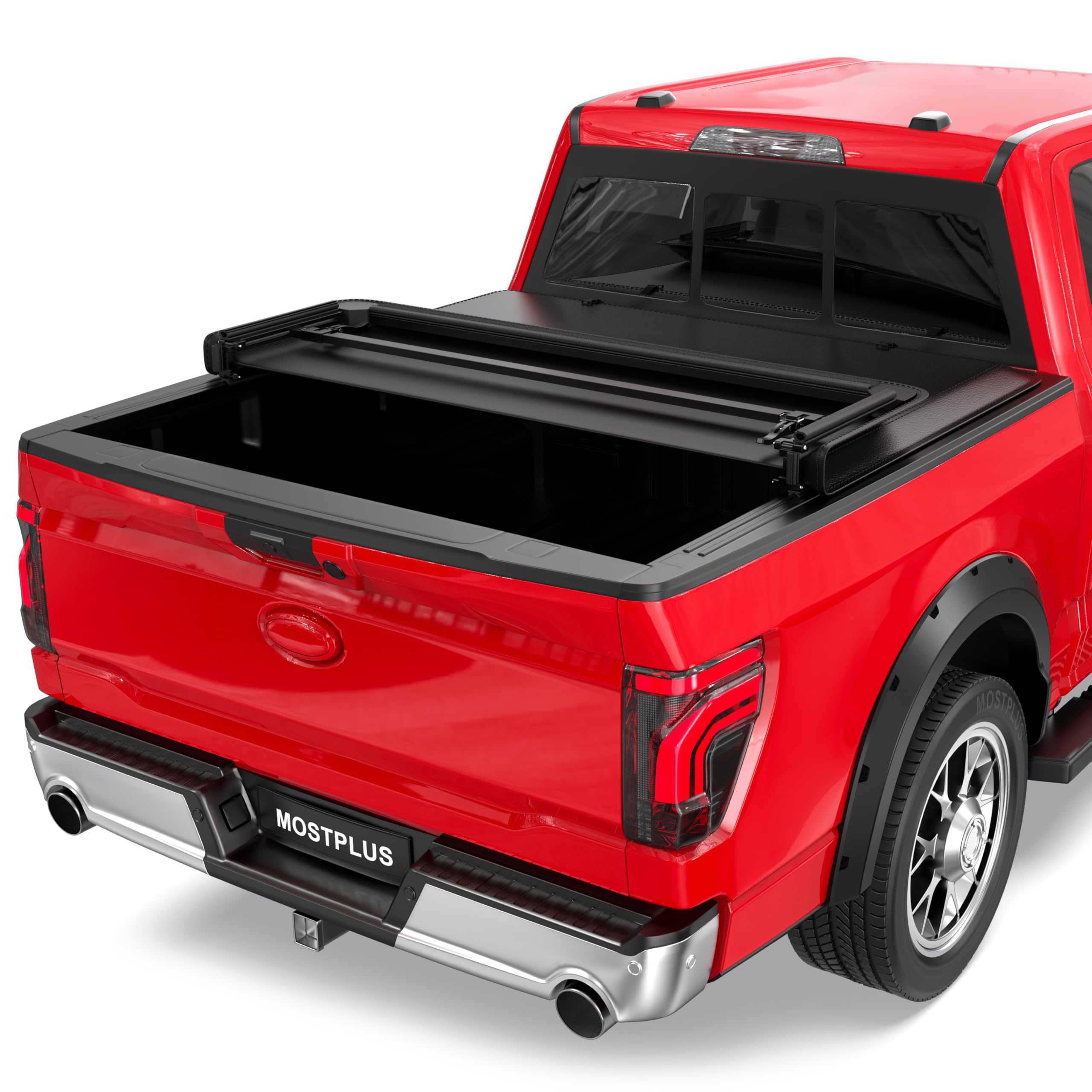 MOSTPLUS 5.5FT Tri-Fold Soft Truck Bed Tonneau Cover On Top Compatible with Ford F150 2015-2025 2026 F-150 Bed 3 Fold Styleside (67Inch)