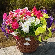 Fanfantoey 14 pcs Artificial Flowers for Outdoors, UV Resistant Fake Flowers