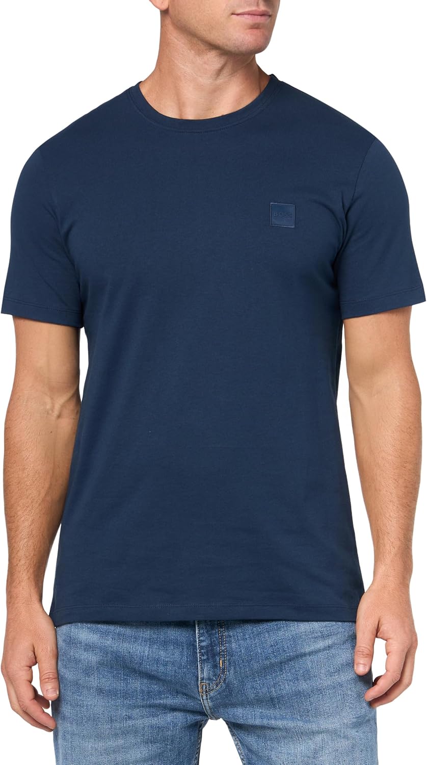 BOSS Men's Tonal Woven Patch Logo Jersey T-Shirt