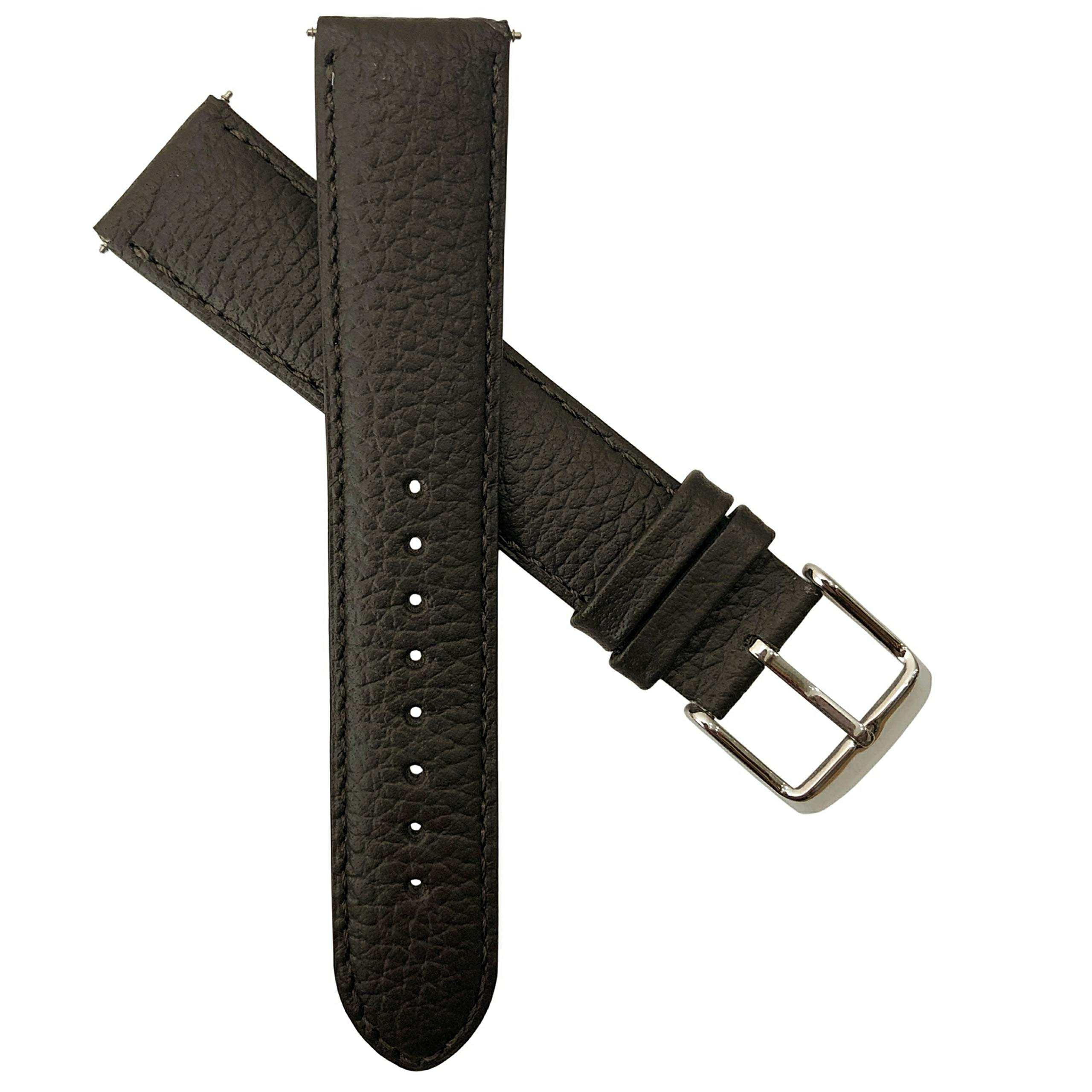 Jewellers Tools Men's Brown 20Mm Genuine Buffalo Grain Leather Watch Strap Band Ladies Padded Ss Buckle
