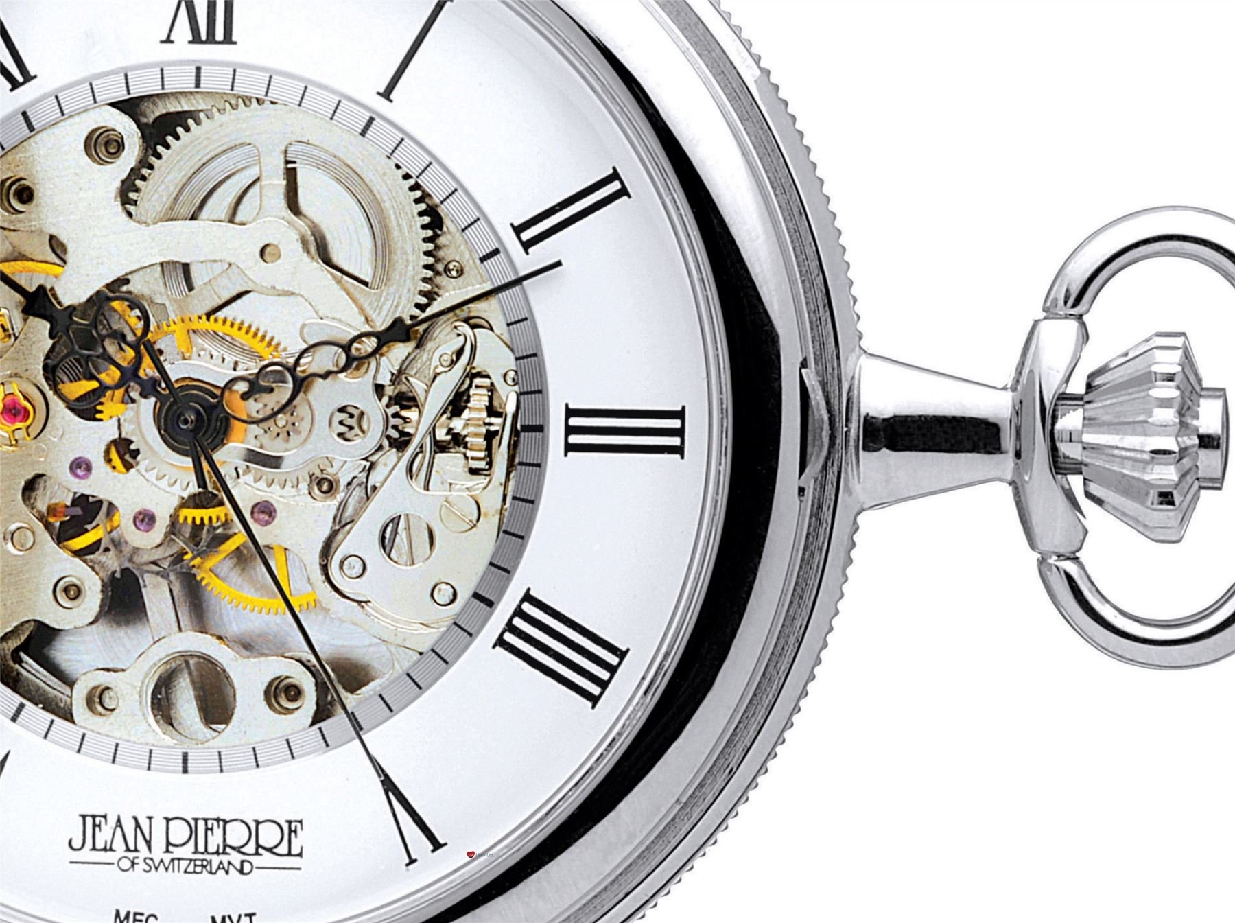 I LUV LTD Ornate Hunter Skeleton Pocket Watch 17 Jewelled Mechanical Chromed Case - Gift
