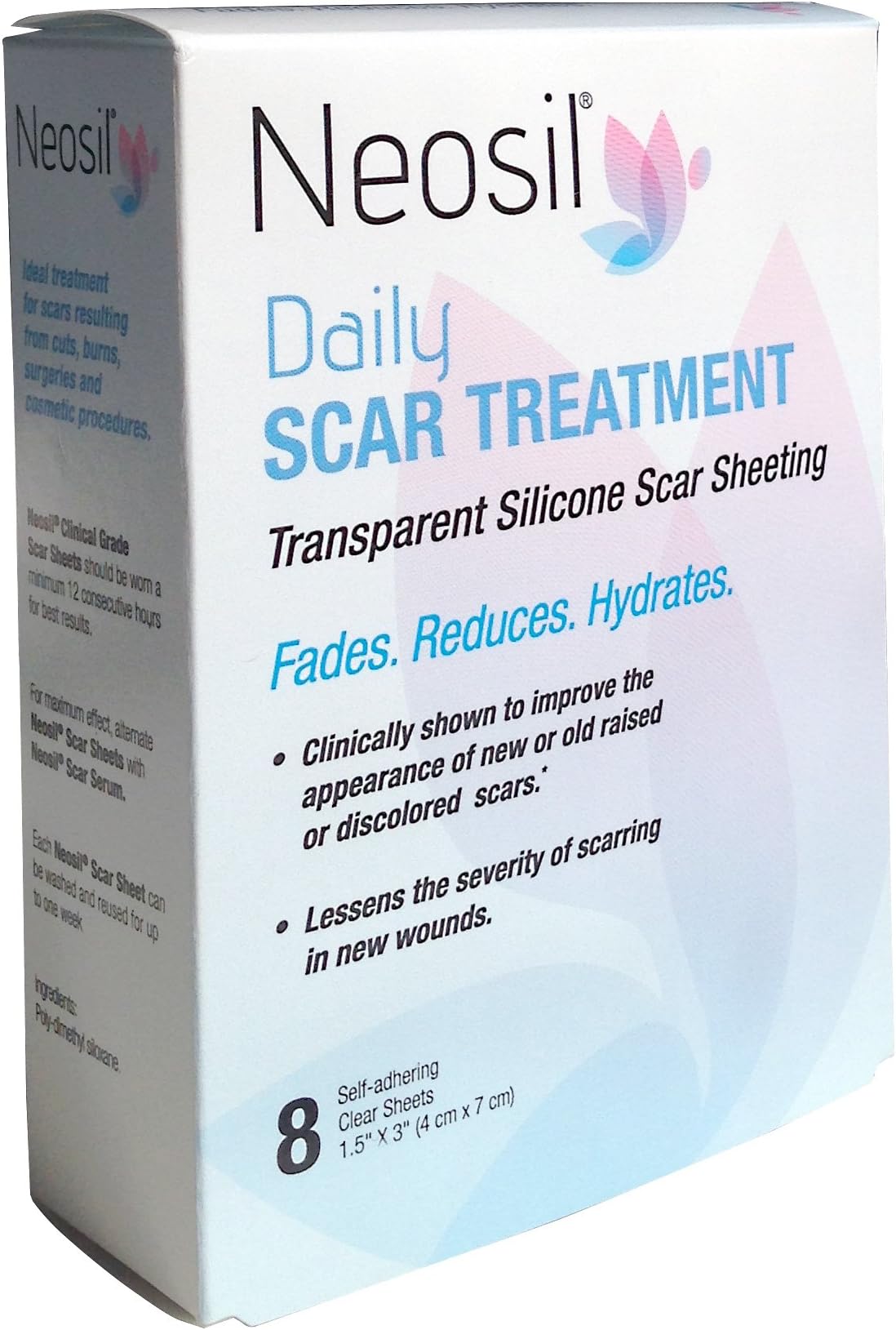 Neosil NEO-0159 Daily Transparent Silicone Scar Sheeting, 1-1/2" x 3" (Pack of 8)