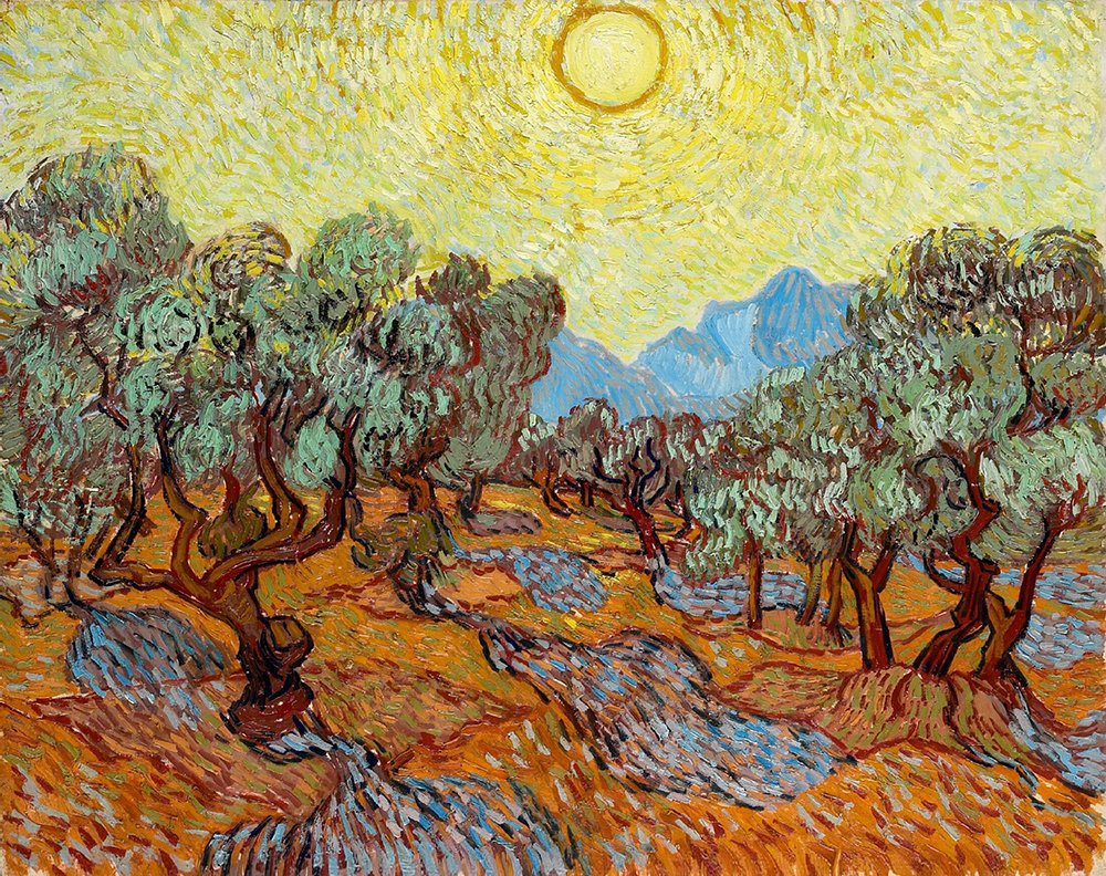 Affiche Olive Trees Van Gogh grand format mat pour décoration de salon