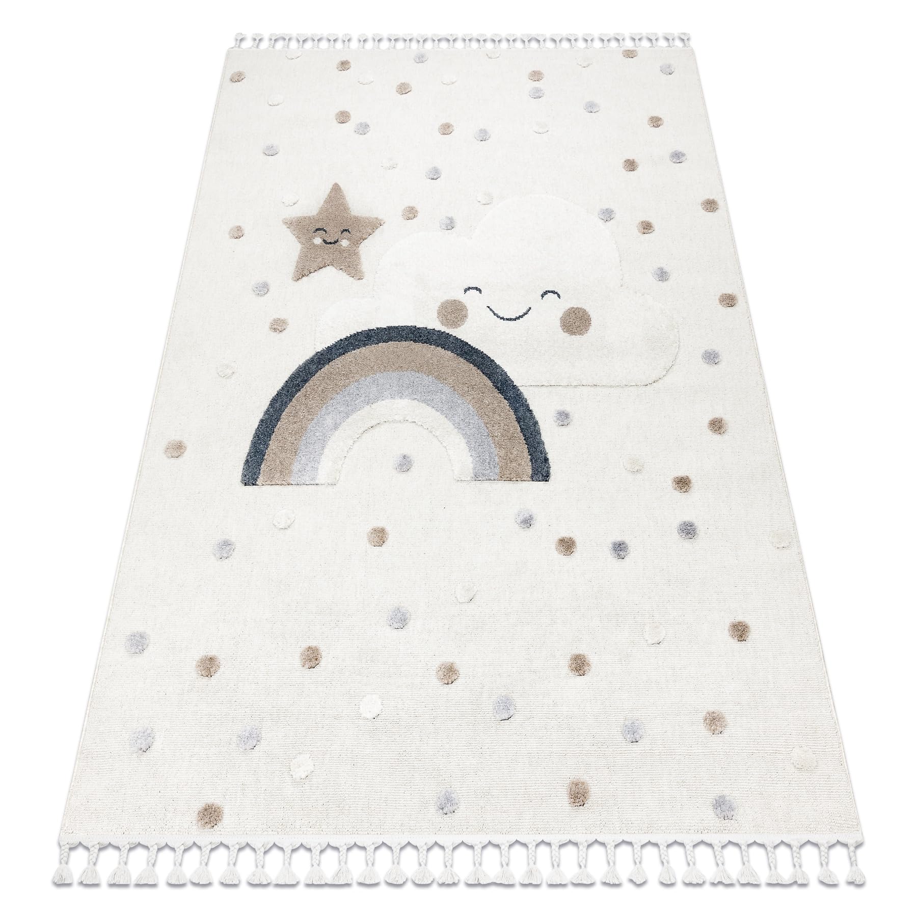 Tapis pour enfants yoyo sensoriel et structurel avec franges pour l'éveil