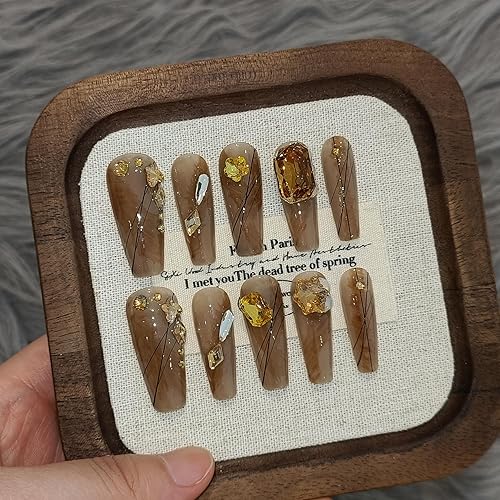 10PCS Long Coffin Press on Nails with Tools Kit -