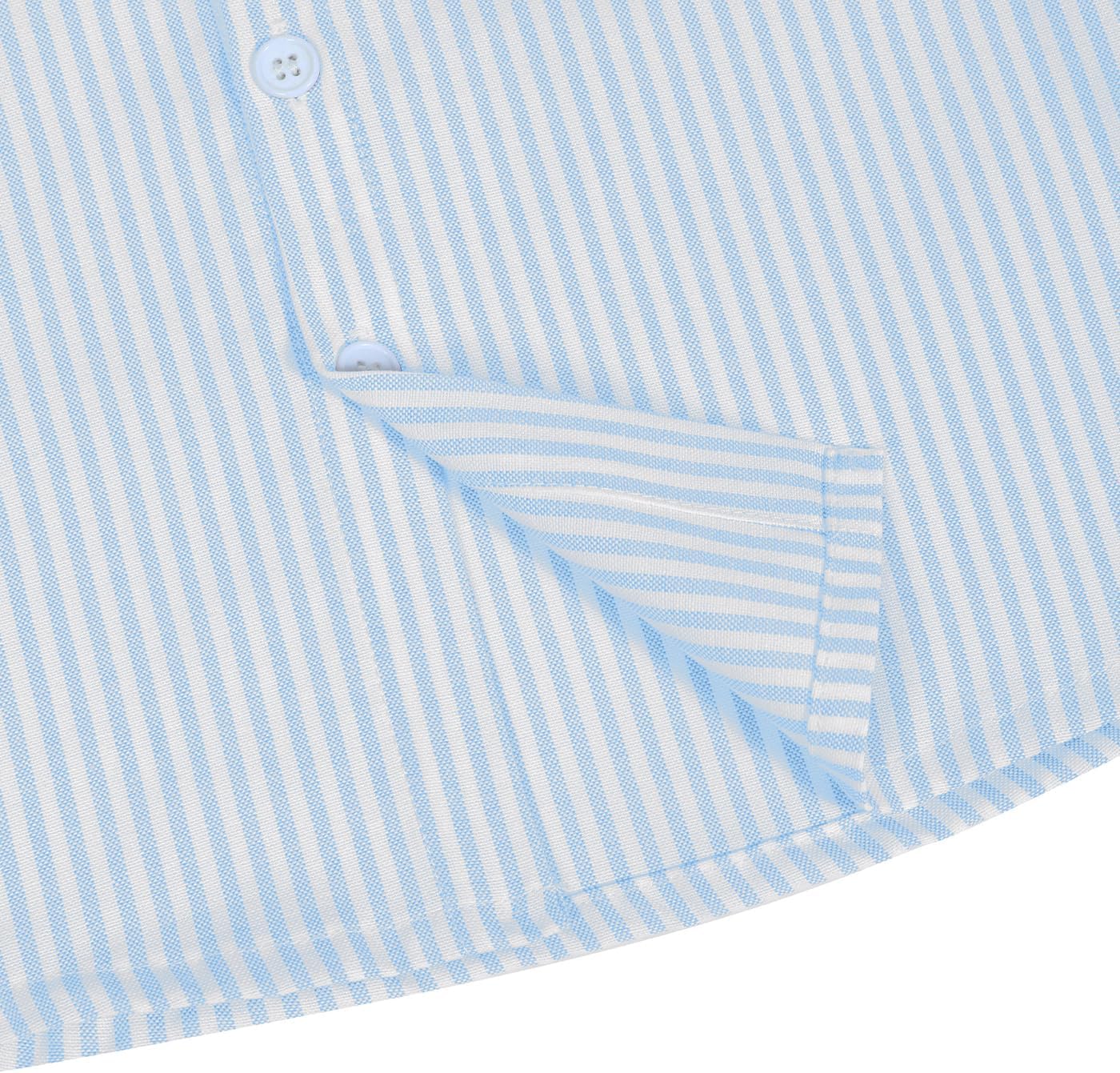 Boys Striped Button Down Dress Shirts Short Sleeve Regular Fit Formal Uniform Shirt with Pocket - Image 4