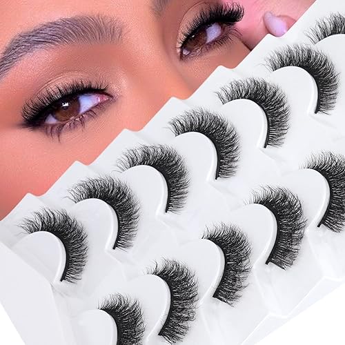 5D Mink Lashes Natural Look False Eyelashes Waved Fluffy Cat Eye Lashes Pack 15mm Short Fake Eyelashes Extension by HeyAlice 7 Pairs - H07