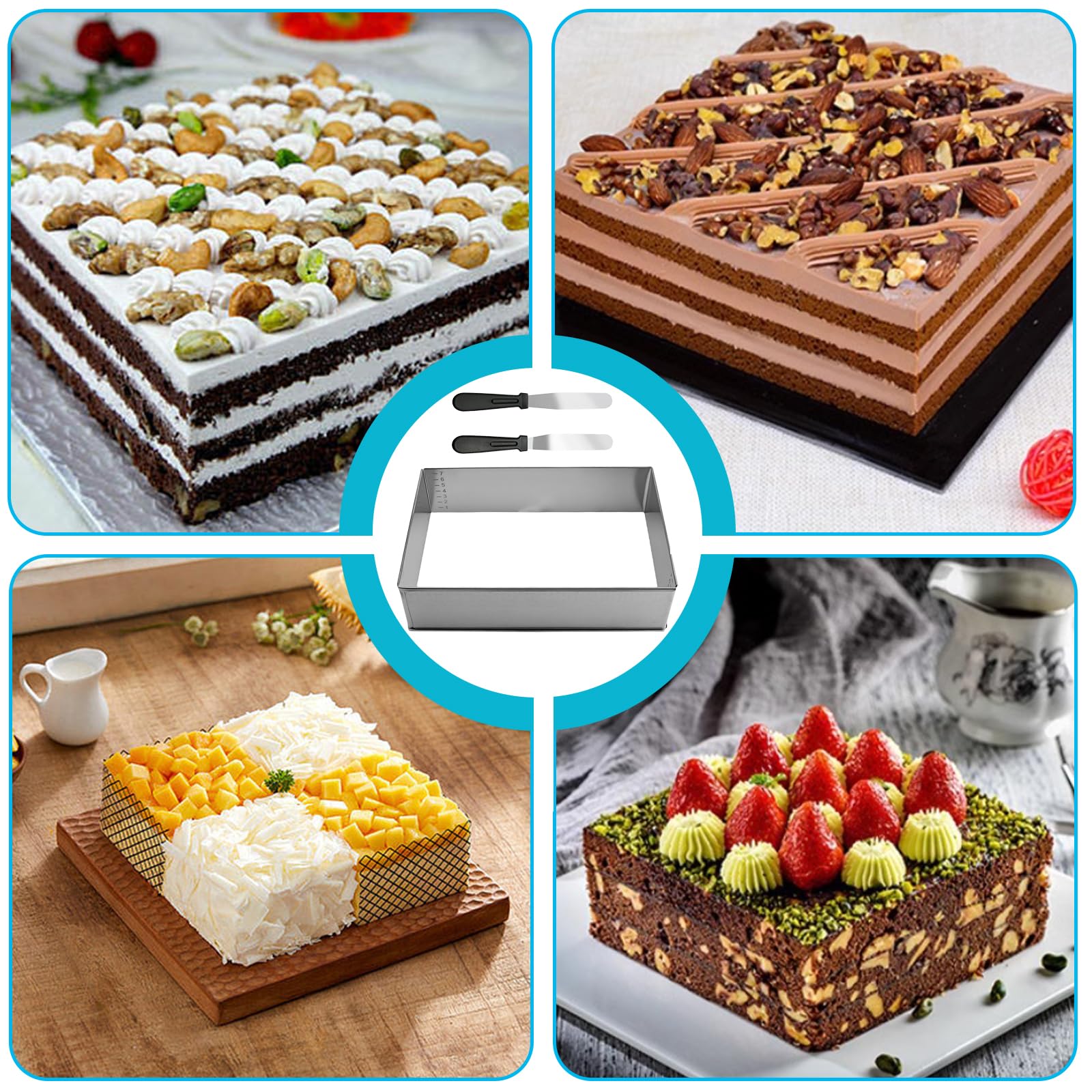 Cornice Da Forno Rettangolare Regolabile In Acciaio Inox, 18-33 X 28-53 Cm, Con Divisore E Spatole, Per Torte, Pizza E Pasticceria