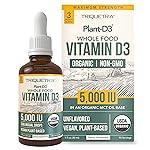 Plant-D3 Organic Vitamin D3 5000 IU - Vegan, Max Strength Sublingual Liquid D3 Drops - 200% Higher Absorption - 100% Plant-Based Cholecalciferol Form - Adjustable Dosing for All Ages (1oz Liquid)