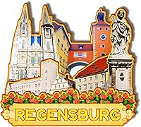Vista 1 de Imán de madera de Alemania Regensburg 3D para nevera, recuerdos coleccionables, decoración hecha a mano, artesanías 2