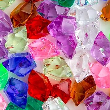 Entervending Crystal Gems Assorted in Packs 10.6 OZ - Irregular Shaped Stones Acrylic Random Color Ice Rock Shaped Gemstones - Aquarium Decorative Rocks