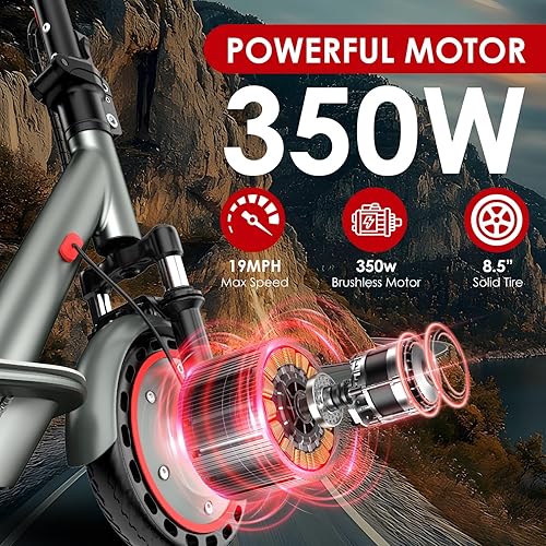 Miniatura 19 de Electric Scooter for Adults, 19/25 Mph Max Speed, 21/25/35 Miles Range,350/500/600W APP Control E-Scooter with 8.5"/10" Inflatable tire, Foldable