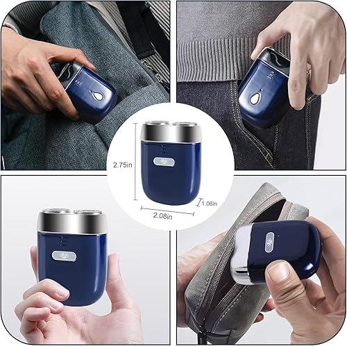 Miniatura 7 de Mini afeitadora eléctrica  Afeitadora portátil de carga rápida USB C para hombres, afeitadora de bolsillo de doble cabeza, lavable, afeitadora
