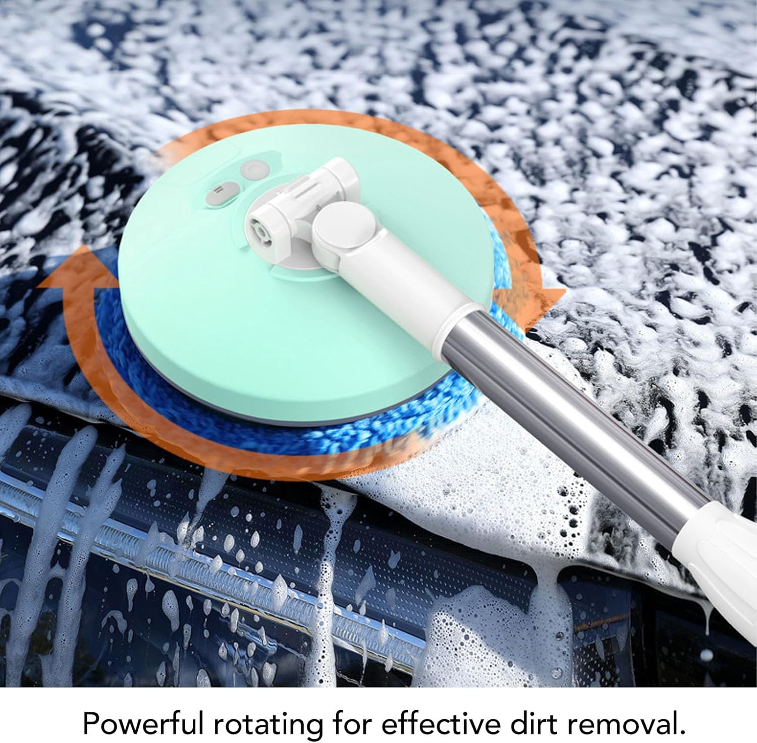 Electric Car Cleaning Brush, Telescopic Handle Cordless Cleaning Brush Scrubber Automatic Rotating Car Wash Brush Mop Cleaning Tool for Home Car Glass Tile Floor (Green)