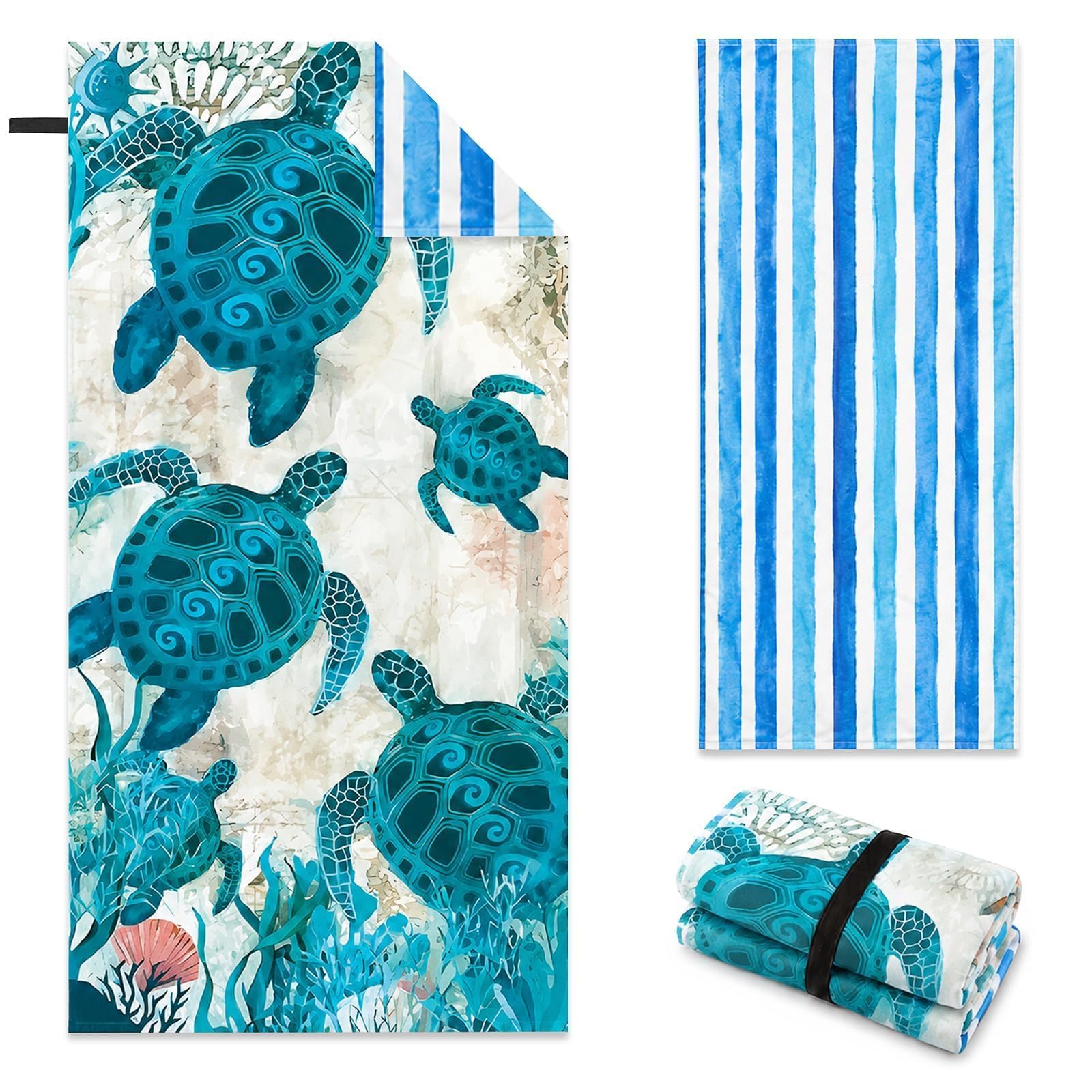 Strandtuch Groß Mikrofaser Badetuch XXL - Strandhandtuch Stranddecke Towel | 200x90 Sandfrei, Schnelltrocknend & Leicht Stranddecke mit Gummiband Strandhandtuch Beach Towel für Urlaub, Pool & Camping