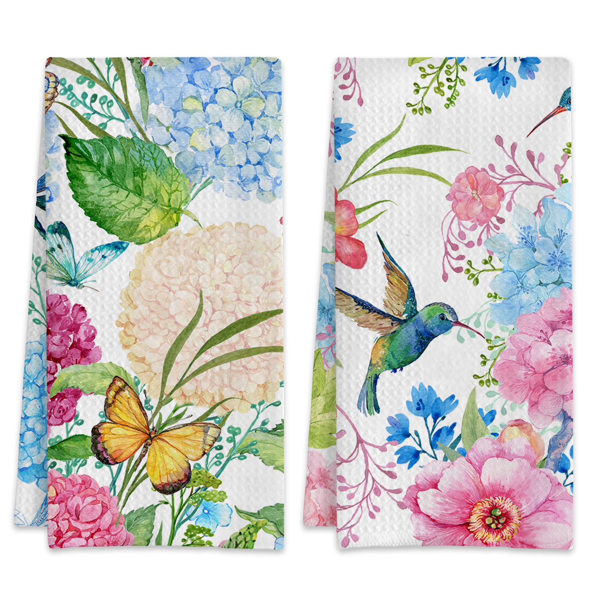 NITAHHHY Wildflower Bird Floral Hand Bath Towels,Waffle Weave Absorbent Kitchen Dish Towels Pack of 2,Decorative Bathroom Towel for Bath Gym 16 X 24