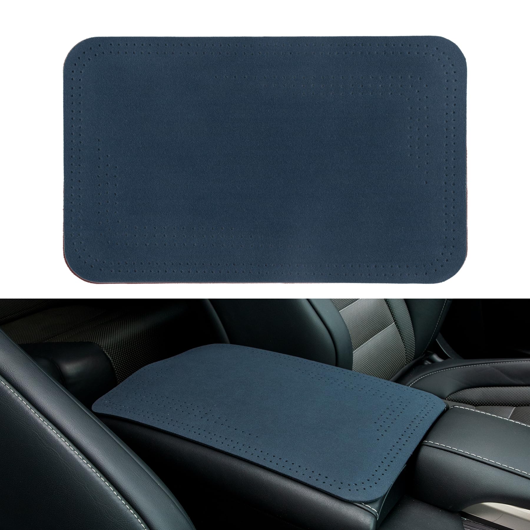 UYYECar Center Console Cover,Suede Auto Armrest Storage Box Mat，Universal Waterproof Car Interior Accessories Protector for Most Vehicle, SUV, Truck, Car (Blue)