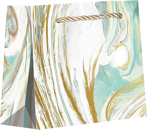 Jillson Roberts Pequeñas bolsas de regalo con detalles de aluminio, bolsas de recuerdo de fiesta, menta marmoleada, 12 unidades