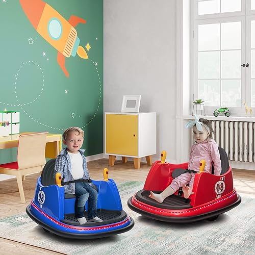 Miniatura 7 de JOYMOR Auto de parachoques para niños vehículo eléctrico de 6 V con control remoto luces LED intermitentes y giro de 360 grados 2 modos de