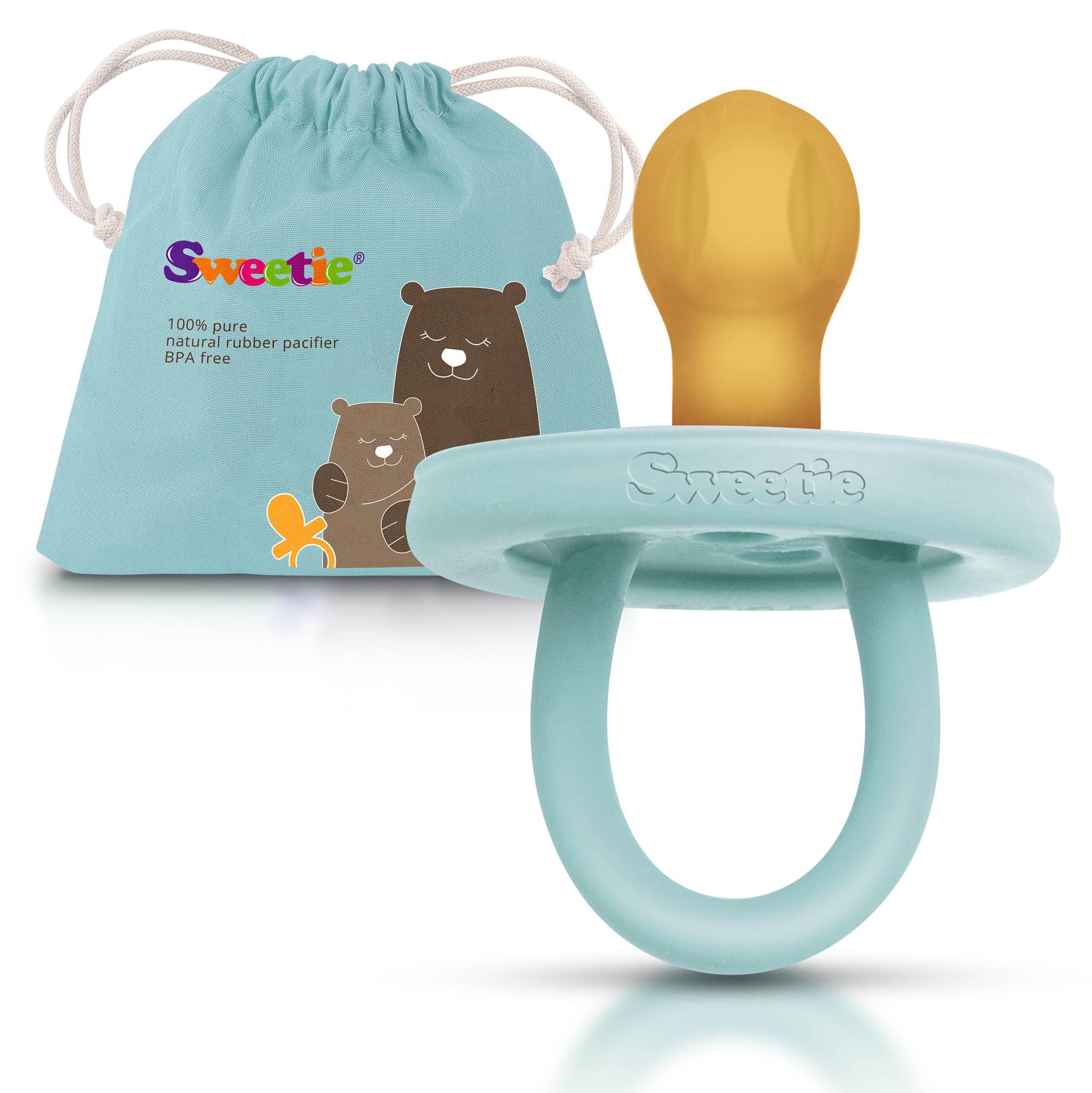 SWEETIE Rubber Turquoise Pacifier Natural Rubber Pacifier Rounded (Large)